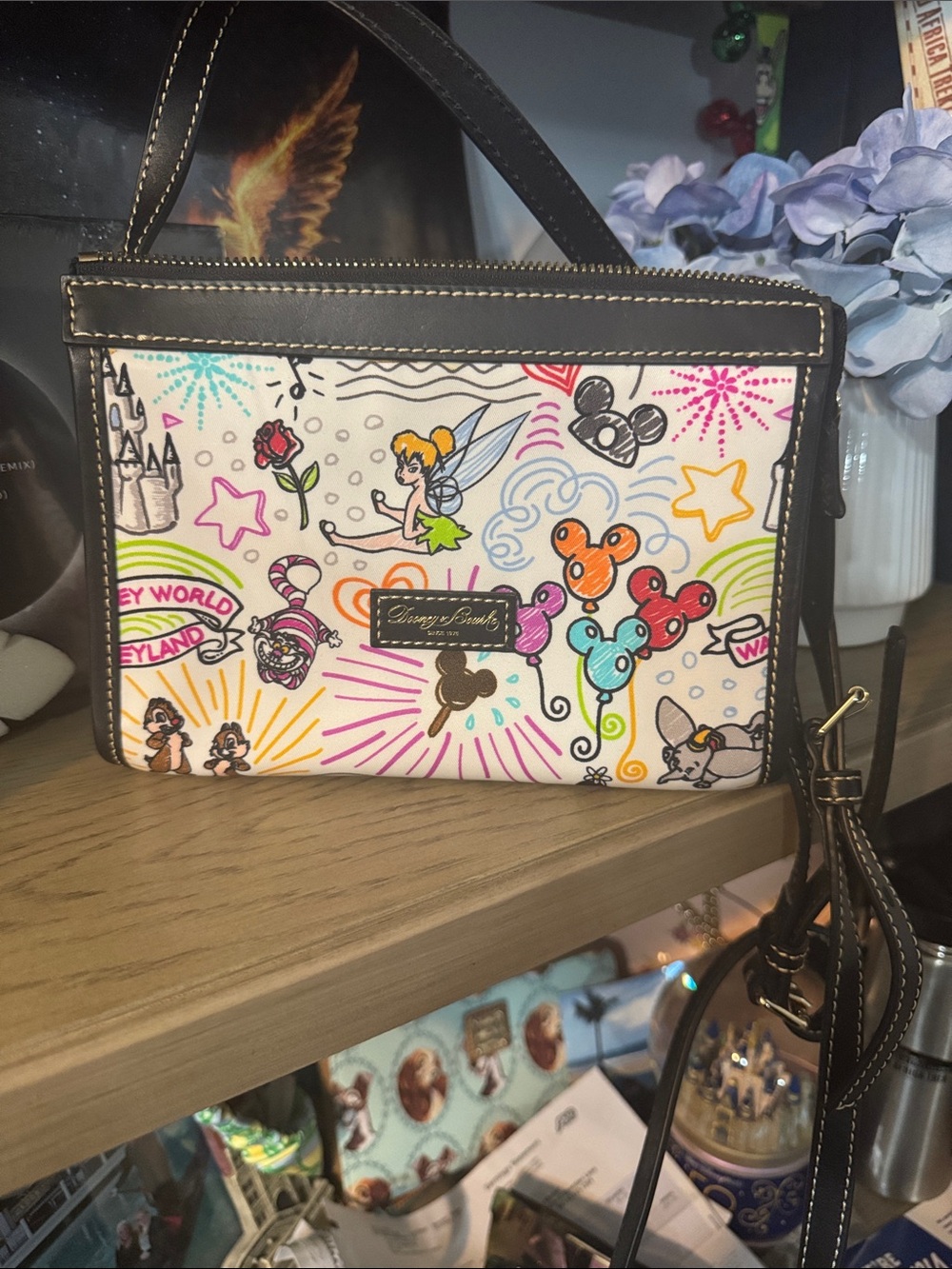 Dooney & Bourke Multicolor Disney Print Crossbody with Black Trim